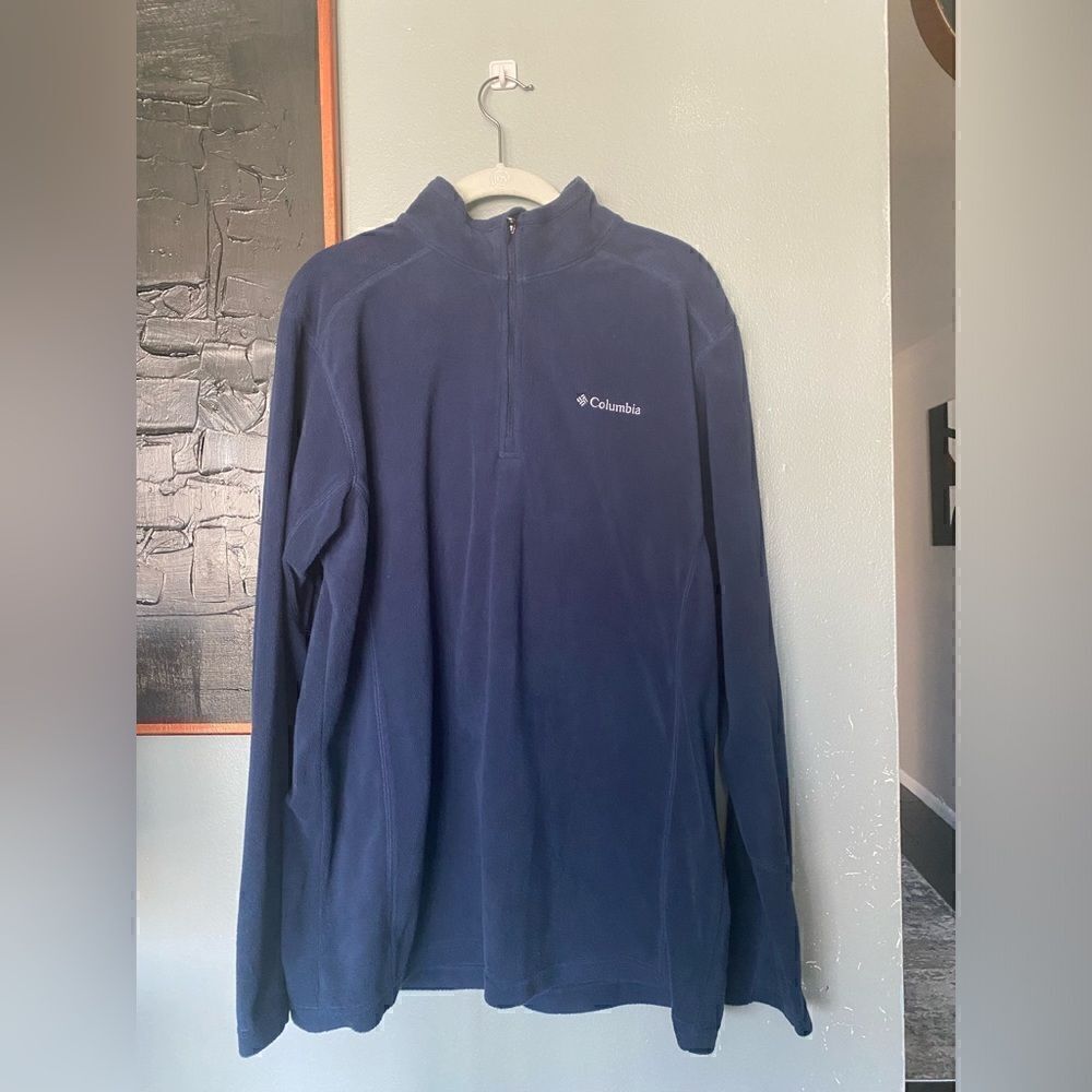 Columbia Mens Pullover 1/4 zip Navy Large